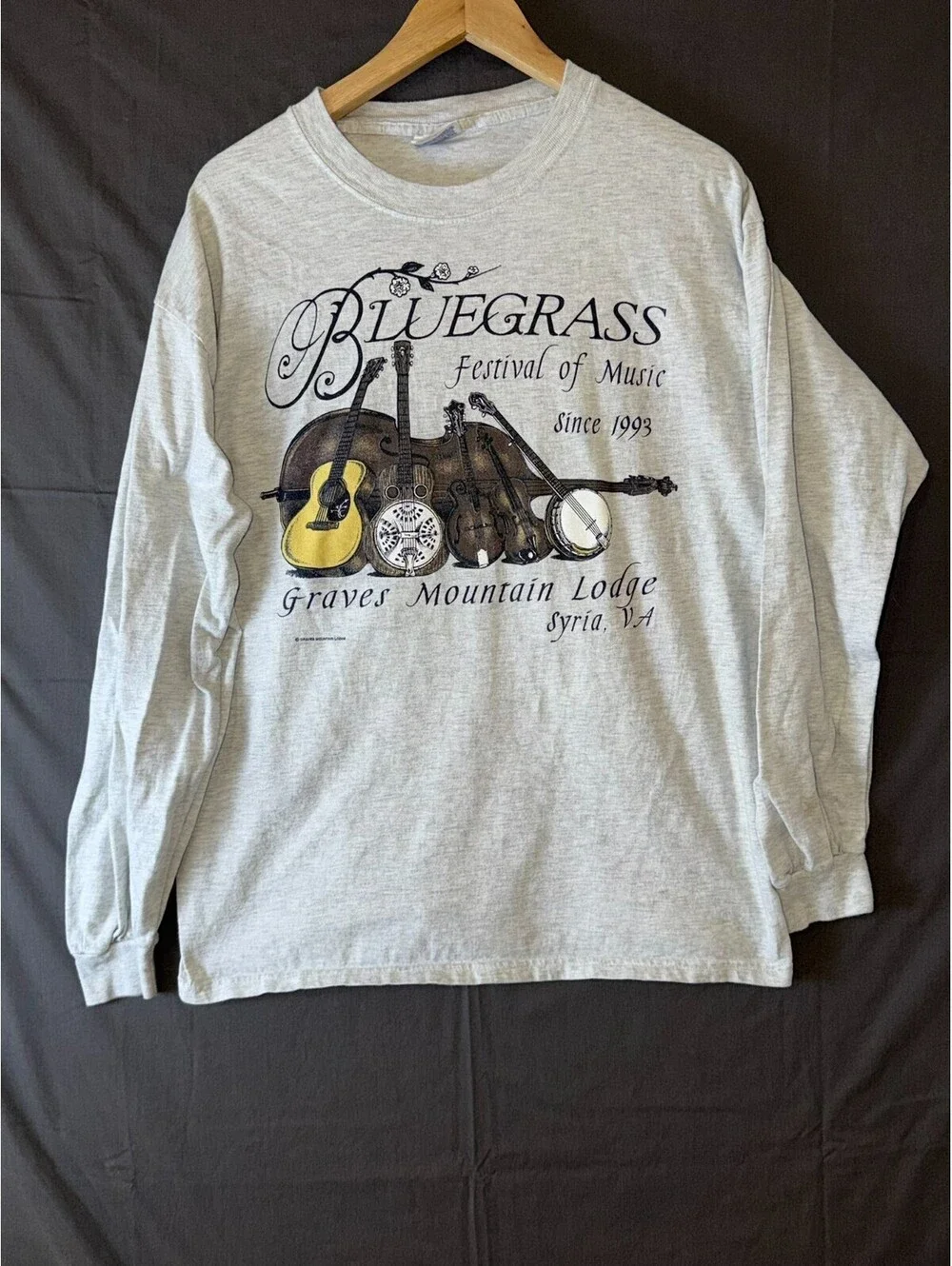 Bluegrass Festival Long Sleeve Shirt Adult L Graves Mountain Lodge VA